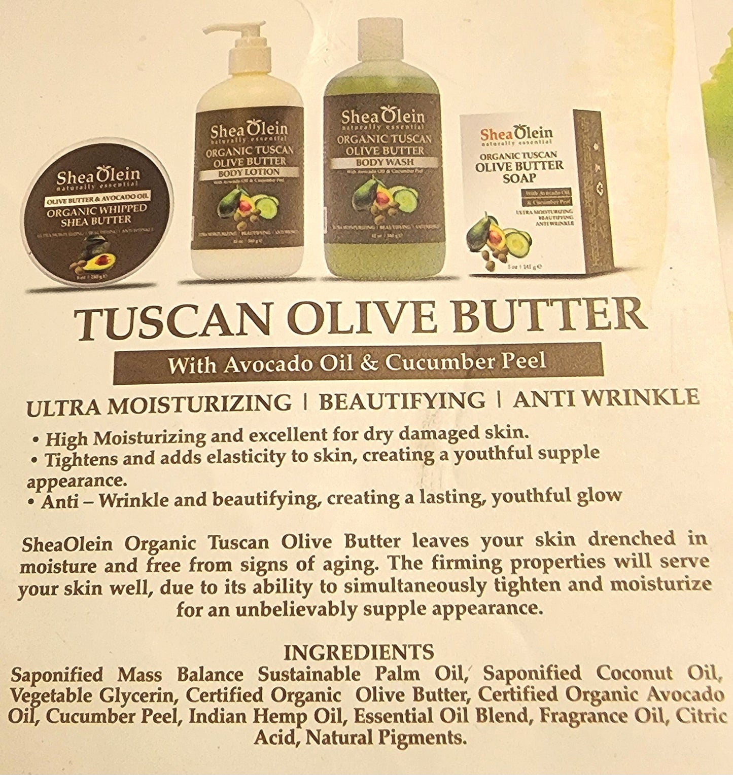 SheaOlein Naturally Essential OLIVE BUTTER & AVOCADO OIL LUXURY BODY BUTTER 12 oz