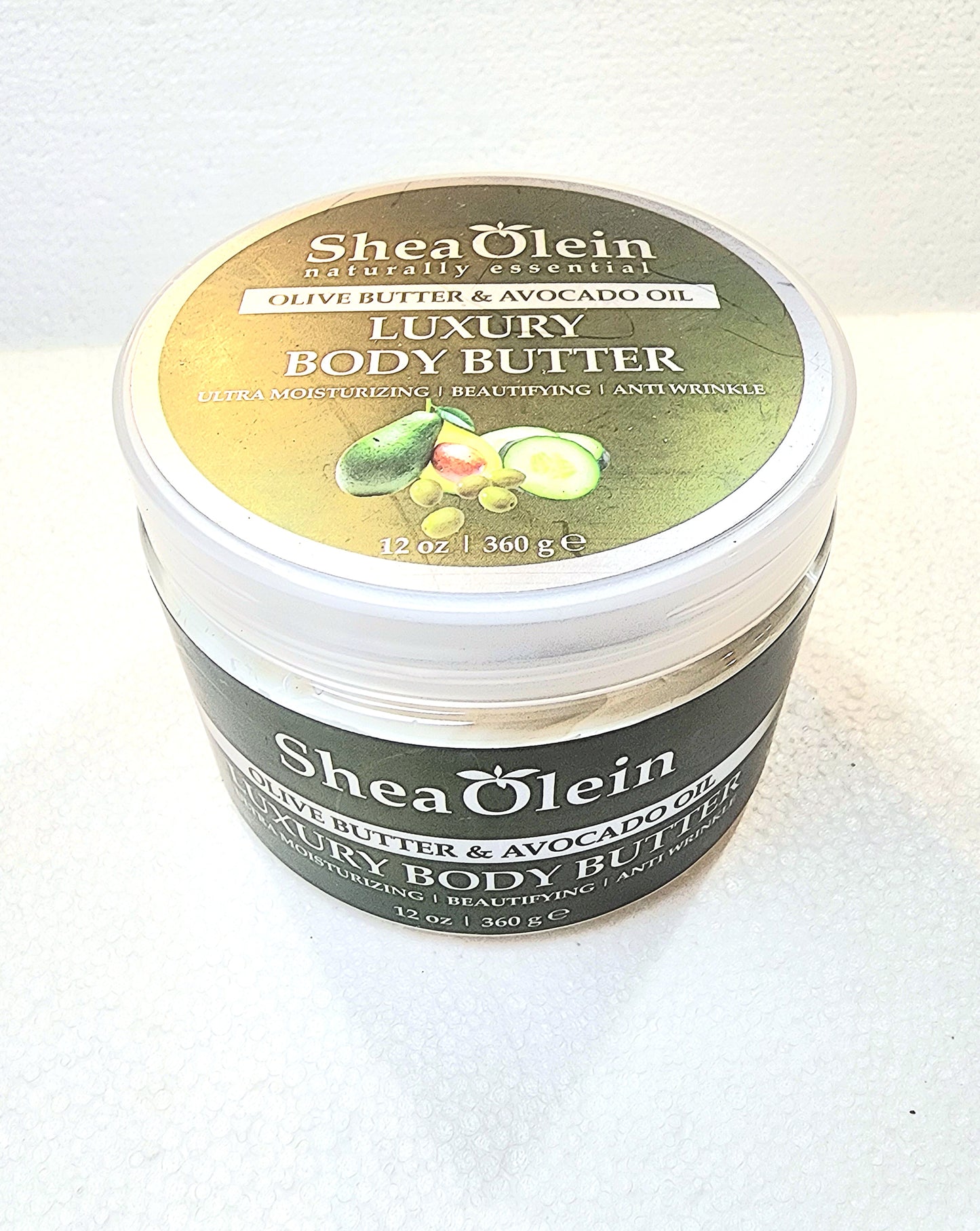 SheaOlein Naturally Essential OLIVE BUTTER & AVOCADO OIL LUXURY BODY BUTTER 12 oz