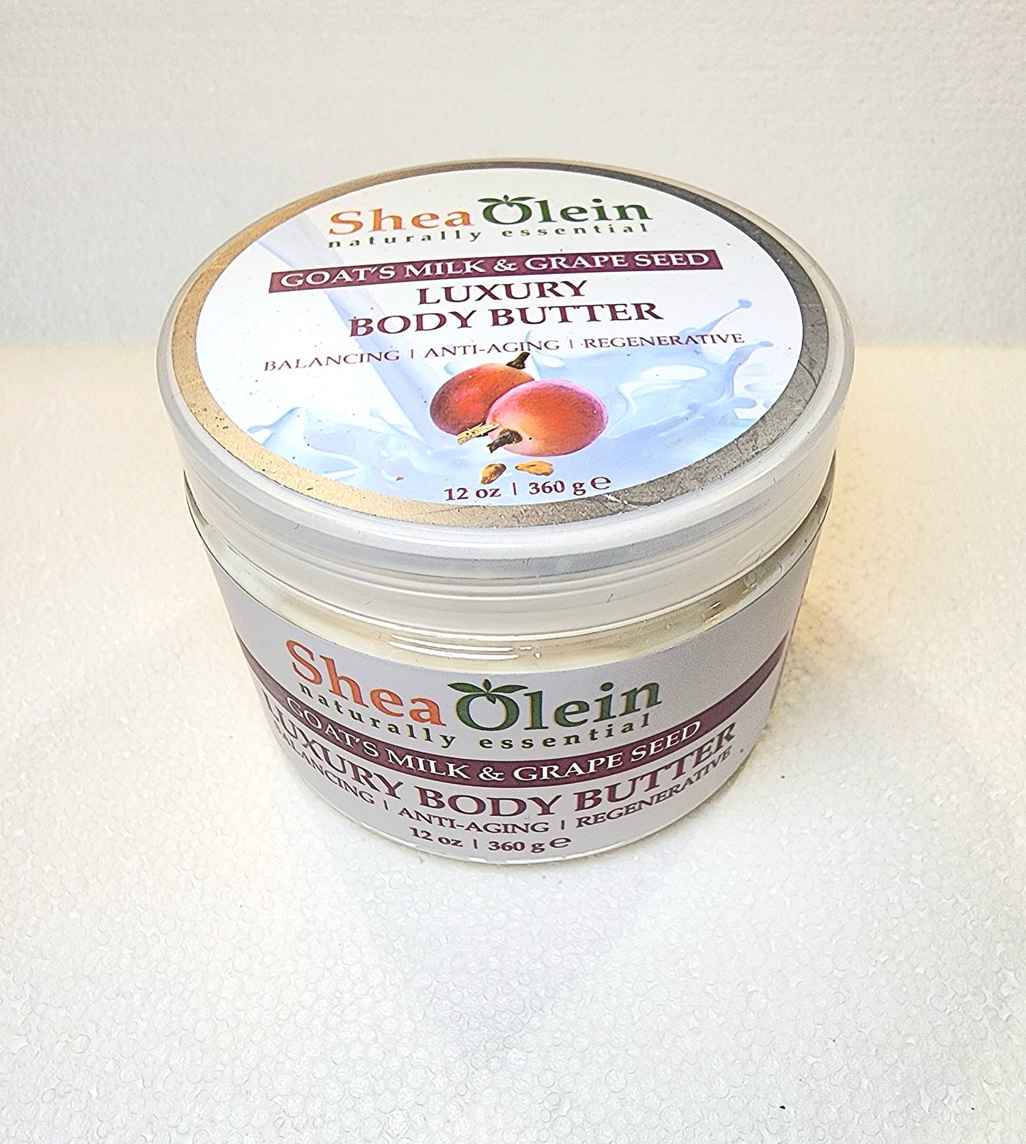 SheaOlein Naturally Essential Goats Milk & Grape Seed LUXURY BODY BUTTER 12 oz