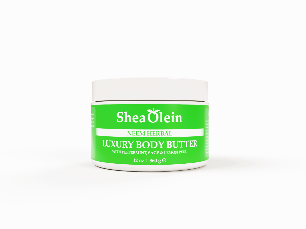 SheaOlein Naturally Essential NEEM HERBAL LUXURY BODY BUTTER with Peppermint, Sage & Lemon Peel 12 oz