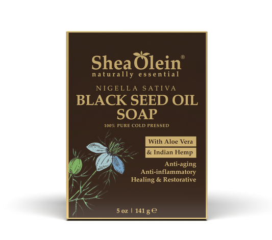 SheaOlein Naturally Essential BLACK SEED OIL SOAP 100% Pure Cold Pressed with Aloe Vera & Indian Hemp