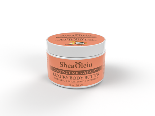 SheaOlein Naturally Essential COCONUT MILK & PAPAYA LUXURY BODY BUTTER 12 oz
