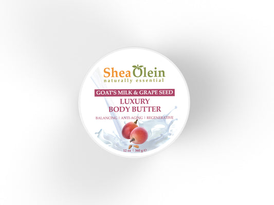 SheaOlein Naturally Essential Goats Milk & Grape Seed LUXURY BODY BUTTER 12 oz