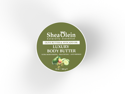 SheaOlein Naturally Essential OLIVE BUTTER & AVOCADO OIL LUXURY BODY BUTTER 12 oz